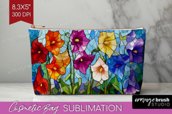 Stained Glass Cosmetic Bag - Flowers Makeup Bag PNG Product Image 1