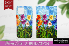 Stained Glass Phone Case PNG - Flowers Case PNG Sublimation Product Image 1