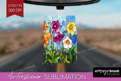 Stained Glass Air Freshener PNG - Flowers PNG Sublimation Product Image 1