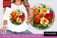 Stained Glass Round Tshirt Background - Flowers PNG Product Image 1