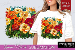 Stained Glass Square Tshirt Background - Flowers PNG Product Image 1