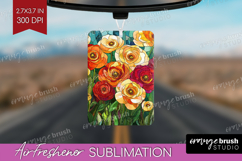 Stained Glass Air Freshener PNG - Flowers PNG Sublimation Product Image 1
