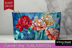 Stained Glass Cosmetic Bag - Flowers Makeup Bag PNG Product Image 1