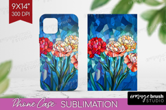 Stained Glass Phone Case PNG - Flowers Case PNG Sublimation Product Image 1