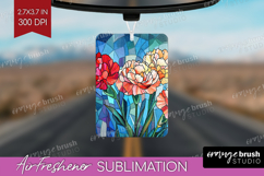 Stained Glass Air Freshener PNG - Flowers PNG Sublimation Product Image 1