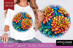 Stained Glass Round Tshirt Background - Flowers PNG Product Image 1