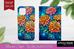 Stained Glass Phone Case PNG - Flowers Case PNG Sublimation Product Image 1