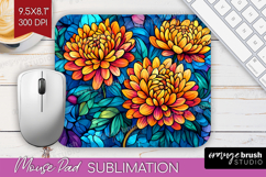 Stained Glass Mouse Pad Sublimation - Flowers Mousepad PNG Product Image 1