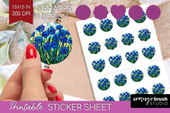 Stained Glass Round Sticker - Flowers Printable Sticker Product Image 1