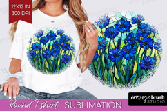 Stained Glass Round Tshirt Background - Flowers PNG Product Image 1