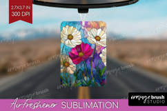 Stained Glass Air Freshener PNG - Flowers PNG Sublimation Product Image 1