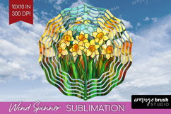Stained Glass Wind Spinner Sublimation PNG - Flowers Round Product Image 1