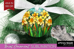 Stained Glass Ornament PNG - Flowers PNG Sublimation Product Image 1