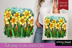 Stained Glass Tote Bag - Flowers Tote Bag PNG Sublimation Product Image 1
