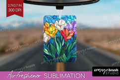 Stained Glass Air Freshener PNG - Flowers PNG Sublimation Product Image 1