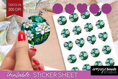 Stained Glass Round Sticker - Flowers Printable Sticker Product Image 1
