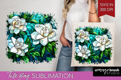 Stained Glass Tote Bag - Flowers Tote Bag PNG Sublimation Product Image 1