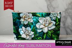 Stained Glass Cosmetic Bag - Flowers Makeup Bag PNG Product Image 1