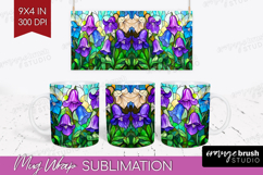 Stained Glass Mug Wrap - Flowers Mug PNG Sublimation Product Image 1
