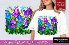 Stained Glass Square Tshirt Background - Flowers PNG Product Image 1