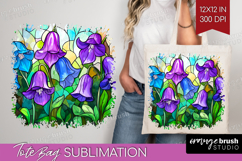 Stained Glass Tote Bag - Flowers Tote Bag PNG Sublimation Product Image 1