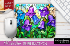 Stained Glass Mouse Pad Sublimation - Flowers Mousepad PNG Product Image 1