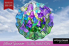 Stained Glass Wind Spinner Sublimation PNG - Flowers Round Product Image 1