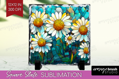 Stained Glass Slate PNG - Flowers Square Slate Sublimation Product Image 1