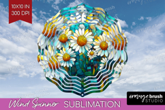 Stained Glass Wind Spinner Sublimation PNG - Flowers Round Product Image 1