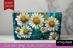 Stained Glass Cosmetic Bag - Flowers Makeup Bag PNG Product Image 1