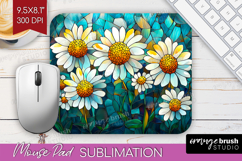 Stained Glass Mouse Pad Sublimation - Flowers Mousepad PNG Product Image 1