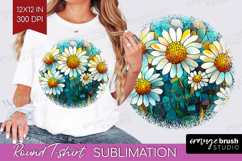 Stained Glass Round Tshirt Background - Flowers PNG Product Image 1