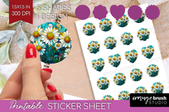 Stained Glass Round Sticker - Flowers Printable Sticker Product Image 1