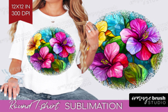 Stained Glass Round Tshirt Background - Flowers PNG Product Image 1