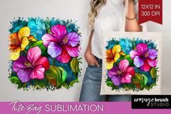 Stained Glass Tote Bag - Flowers Tote Bag PNG Sublimation Product Image 1