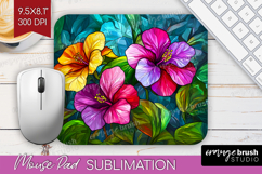 Stained Glass Mouse Pad Sublimation - Flowers Mousepad PNG Product Image 1