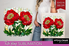 Stained Glass Tote Bag - Flowers Tote Bag PNG Sublimation Product Image 1