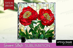 Stained Glass Slate PNG - Flowers Square Slate Sublimation Product Image 1