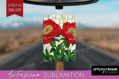 Stained Glass Air Freshener PNG - Flowers PNG Sublimation Product Image 1
