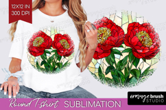 Stained Glass Round Tshirt Background - Flowers PNG Product Image 1