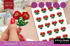 Stained Glass Round Sticker - Flowers Printable Sticker Product Image 1