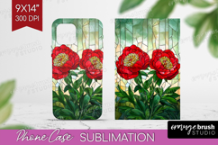 Stained Glass Phone Case PNG - Flowers Case PNG Sublimation Product Image 1