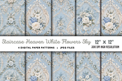 Staircase Heaven White Flowers Sky JPG Product Image 1