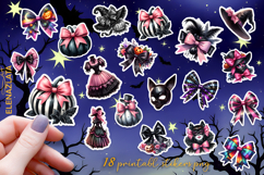 Halloween Stickers, pink bow Stickers Product Image 1