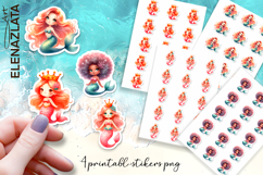 Cute Mermaid Cartoon Sticker Printable sticker sheet Product Image 1