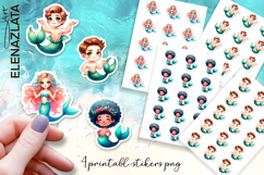 Cute Mermaid Cartoon Sticker Printable sticker sheet Product Image 1