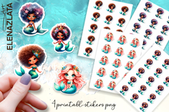 Cute Mermaid Cartoon Sticker Printable sticker sheet Product Image 1