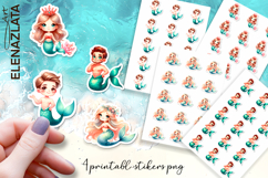 Cute Mermaid Cartoon Sticker Printable sticker sheet Product Image 1