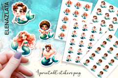 Cute Mermaid Cartoon Sticker Printable sticker sheet Product Image 1