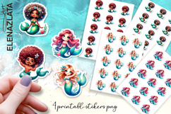 Cute Mermaid Cartoon Sticker Printable sticker sheet Product Image 1